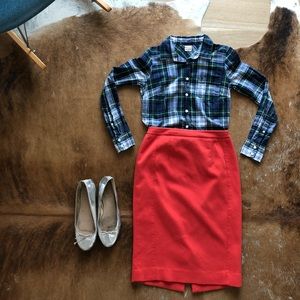Red pencil skirt